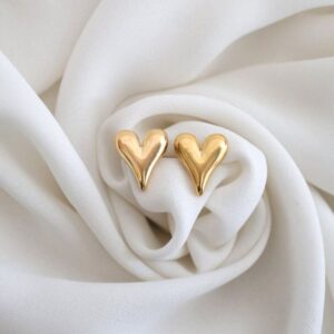 Heart-Shaped Gold-Plated Stud Earrings