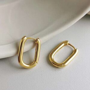 Minimalist Oval Gold-Plated Hoop Earrings