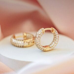 Elegant Gold-Plated Hoop Earrings with Cubic Zirconia